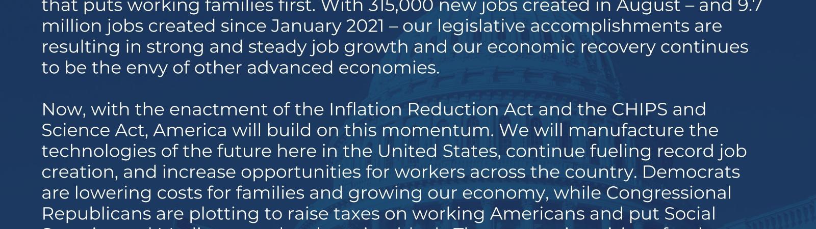 August Jobs Report Statment Card 